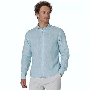 NWOT Mens UNTUCKit Franconia Wrinkle Resistant Regular Fit Blue Linen Shirt XXL
